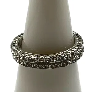 Cubic Zirconia Double Band Engagement Style Promise‎ Ring Size 6.5 Bling Sparkle thumbnail 3