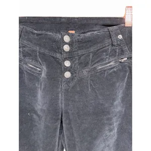 Free People Hit‎ Back Slim Flare Pants Black Velvet Women's Size 8 thumbnail 9