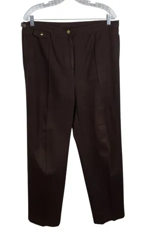 Vintage Lauren Ralph Lauren Brown Pleated Trousers Size 16 Buckle Equestrian thumbnail 1