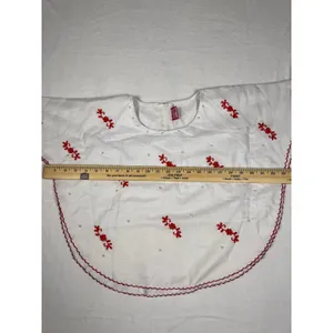 VTG Monirul Garments W XL White Red Embroidered Pearl Scalloped Blouse Top India thumbnail 10