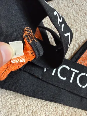 Victoria's Secret Victory Anise Orange Triangle Lace Pullover Bralette. Size Large thumbnail 3