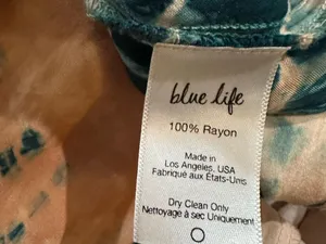 Blue Life Double Slit Halter Dress – Tan & Blue Tie Dye – Size Small thumbnail 11