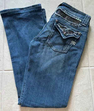 Miss Me Jeans‎ Women 39 Medium Wash Denim Low Rise Boot Bling Embellished Y2K thumbnail 1