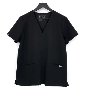 FIGS Casma Three Pocket Scrub Top Black S thumbnail 1