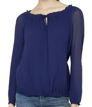 Express Women's Long Sleeve Peasant Blouse Size Small Blue‎ Casual Workwear thumbnail 1