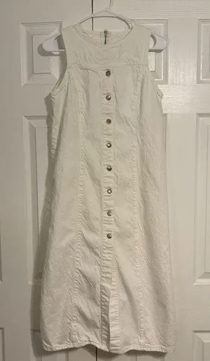 ZARA White Denim Midi Dress thumbnail 3