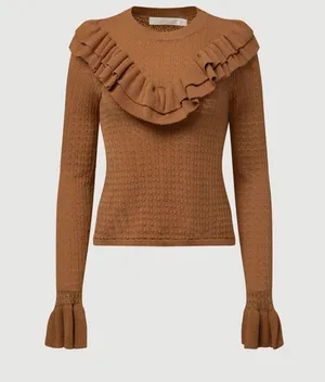 NWT Pointelle Ruffle Sweater Size XS thumbnail 1