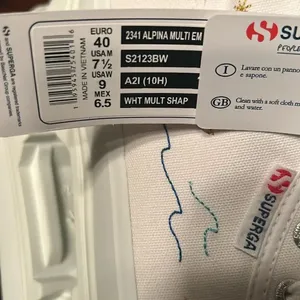 Superga White & Blue Embroidered Accent Alpina Plao Hightop Sneakers.(Size 7.5) thumbnail 9