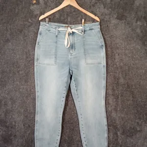 Judy Blue Stretchy Drawstring Tie Jogger Jeans High Rise Tummy Control Sz 32 thumbnail 3