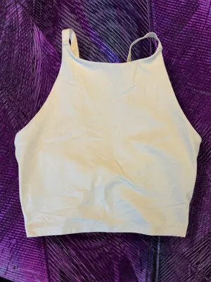 Athleta White High Neck Cutout Crop Sports Bra Tank Top Size Small thumbnail 6