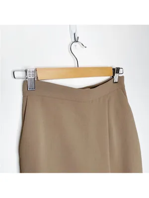 Aritzia Wilfred Asymmetrical Draped Japanese Crepe Wide Leg Trouser Tan Size 2 thumbnail 2