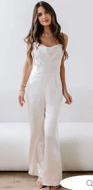 VICI Champagne Satin Cowl Neck Jumpsuit thumbnail 1