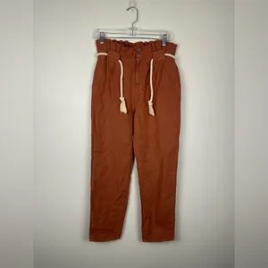 Veronica Beard Karter Paperbag Linen Belted High Rise‎ Straight Leg Pants Sz 4 thumbnail 2