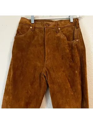 Vintage Wrangler Leather Pants Caramel Brown Jeans Slacks Cottagecore Western thumbnail 6