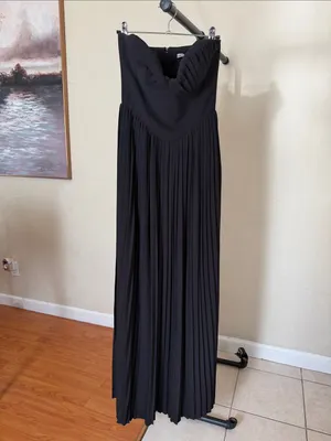 House of CB Marcella Black Georgette Pleated Maxi Dress XS A-C Regular NWOT thumbnail 4