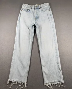 Reformation Cynthia High Rise Straight Cropped Jeans Womens 25 Cropped Raw Hem thumbnail 1
