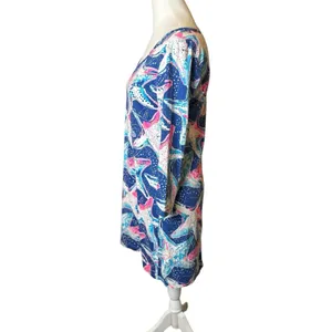 Lilly Pulitzer Cotton Beacon Dress Indigo‎ Star Struck Blue Pink Starfish Small thumbnail 7