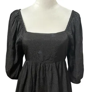 Treasure & Bond Boho Top Flowy Peplum Black Open Back Square Neck S NWOT Classic thumbnail 4