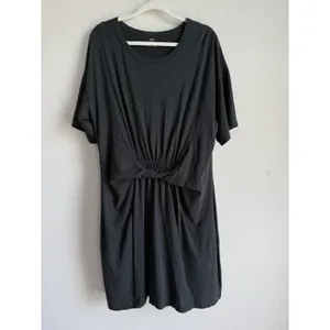 Aerie Women's XL Black Casual‎ T-Shirt Dress Ruched Waist Short Sleeve Casual thumbnail 6