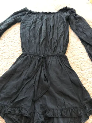 Brandy Melville Black off the shoulder long sleeve romper washed once thumbnail 3