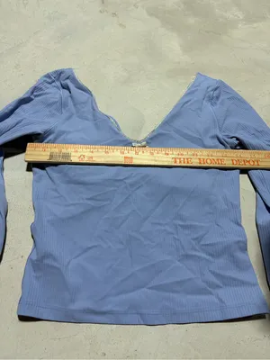 Aerie offline long sleeve ribbed cropped shirt blue small thumbnail 4