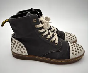 Dr Martens Hackstud Studded Canvas Black Spike Grunge Crackle Boots UK6 EU39 US8 thumbnail 1