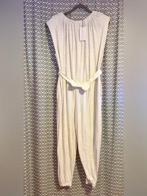 NWT Something Navy | Nikki Jumpsuit in Ivory Donegal, Medium thumbnail 3