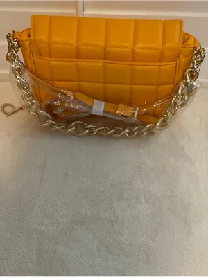 bebe Quilted Orange-Yellow Crossbody Bag thumbnail 4