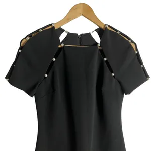 Alice + Olivia Kristiana Pearl Embellished Fitted Black Sheath Mini Dress Size 2 thumbnail 3