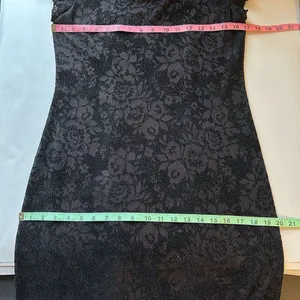 Vintage Y2K AGB Black Sparkle Floral Hi-Low Dress Sz 6 | Goth Party Made‎ in USA thumbnail 11