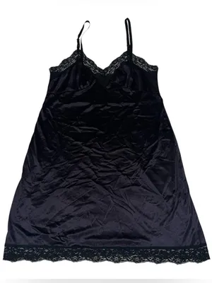 Black lace satiny slip dress. Size L thumbnail 1
