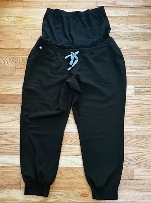 FIGS Zamora Maternity Jogger Scrub Pants Black Petite XXL thumbnail 1