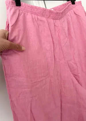 Anthropologie The Aubrey Smocked Linen Wide-Leg Pants, Size L thumbnail 7