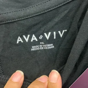 Ava & viv black short sleeve tie front basic tee NWT thumbnail 2