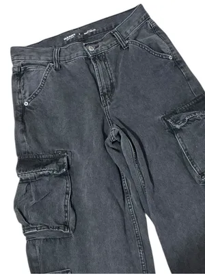 OLD NAVY Mid Rise Baggy Wide Leg Jeans 2 Black Wash EUC thumbnail 5