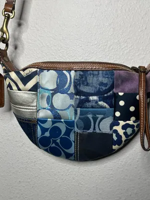 Vintage Coach Denim Sig Patchwork Floral Embroidered Crossbody Purse Bag 10819 thumbnail 2