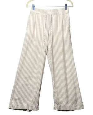 A New Day‎ Tan White Striped Linen Blend Wide Leg Drawstring Pants XS thumbnail 1