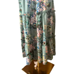 Lauren Conrad Dress Boho Fairy Green Floral Ruffle Layered Cinched Waist SZ SM thumbnail 5