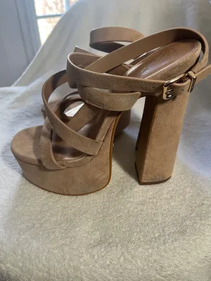 Gianni Bini Beige Suede Strappy Platform Sandal thumbnail 5