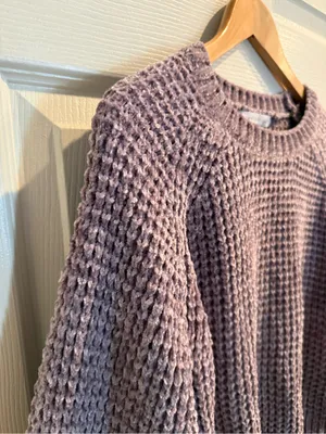 Altar'd State Mauve Waffle-Knit Crew Sweater thumbnail 4