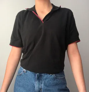 vintage black polo collar shirt thumbnail 1
