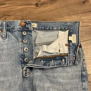 High-Rise Long Denim Shorts in Brightwater Wash thumbnail 8