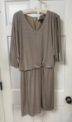 MSK Taupe Shimmer V-Neck Dolman Midi Dress thumbnail 1