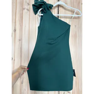 NWT Lulus Unstoppable Stunner Hunter Green Ruffled One-Shoulder Mini Dress Sz S thumbnail 5