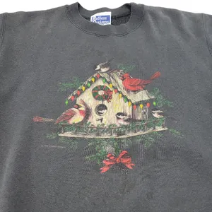Endless Designs Vintage Sweatshirt Size Medium M Holiday Birds Birdhouse Graphic Unisex Sweatshirt thumbnail 3