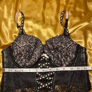 Victoria’s Secret Black & Pink Lace Bustier Corset Top thumbnail 6