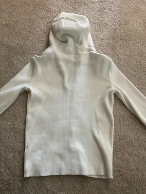 Brandy Melville White Full Zip Hoodie Ribbed thumbnail 7
