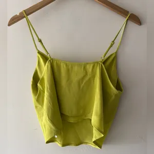 Zara Satin Lime‎ Green Cowl Neck Going Out Top thumbnail 5