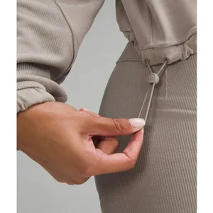 Lululemon Brushed Softstreme Ribbed Half Zip Sweatshirt Riverstone Beige Size 12 thumbnail 8