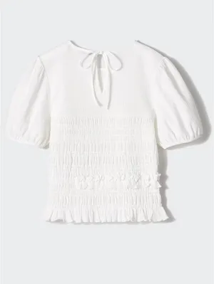 Uniqlo Cecilie Bahnsen Shirring Volume Sleeve T-Shirt NWT White Small thumbnail 7
